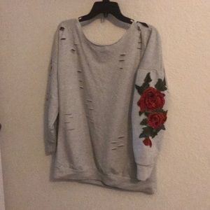 Distressed Off Should Sweatshirt